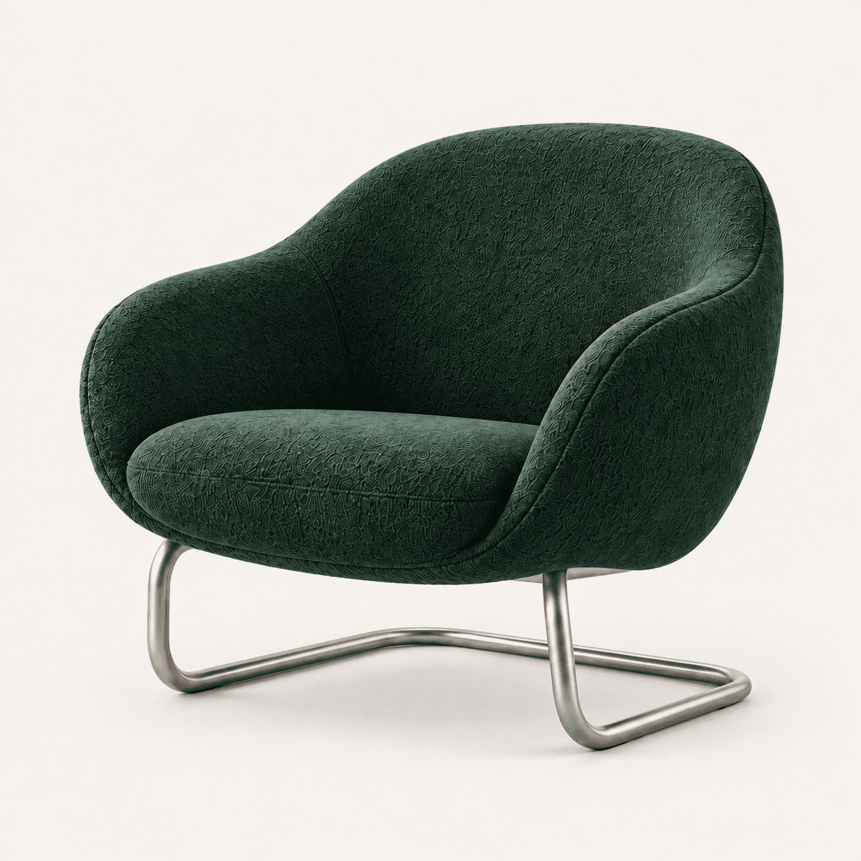 An empty forest-green lounge chair